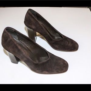 Donald J Pliner brown suede chunky heel Sz7.5